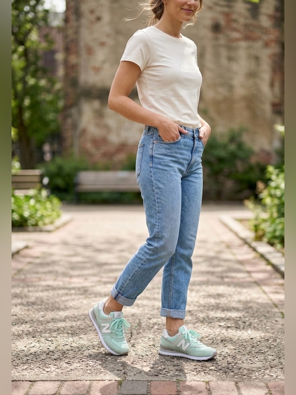New Balance Women's Light Blue Cropped Jeans